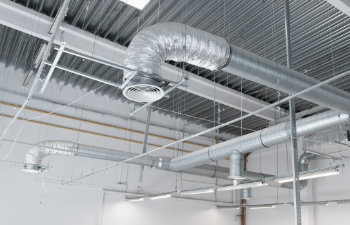 air conditioning system on the ceiling of an industrial building
